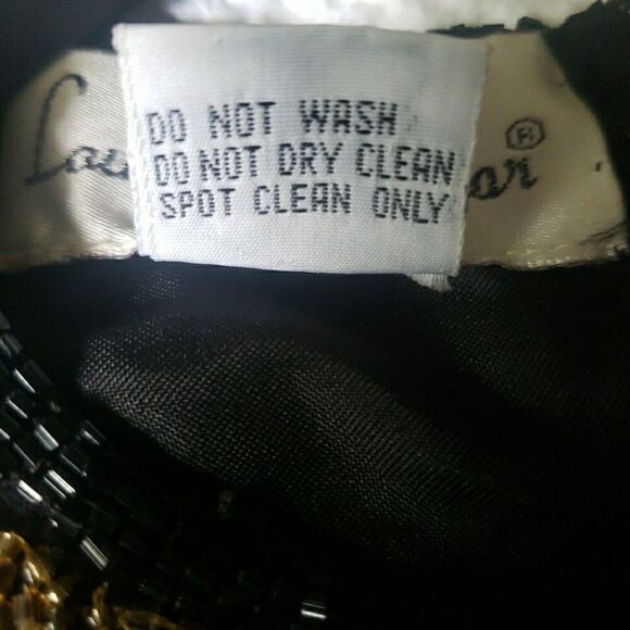 VTG Lourence Kazar Top Blouse Short Sleeves Black Gold Fully Sequins Lined Sz XL - Picture 13 of 15